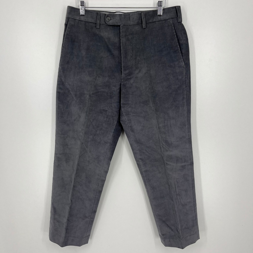 JWN Mens Charcoal Grey Corduroy Pants Traditional Fit Made in Italy 32W